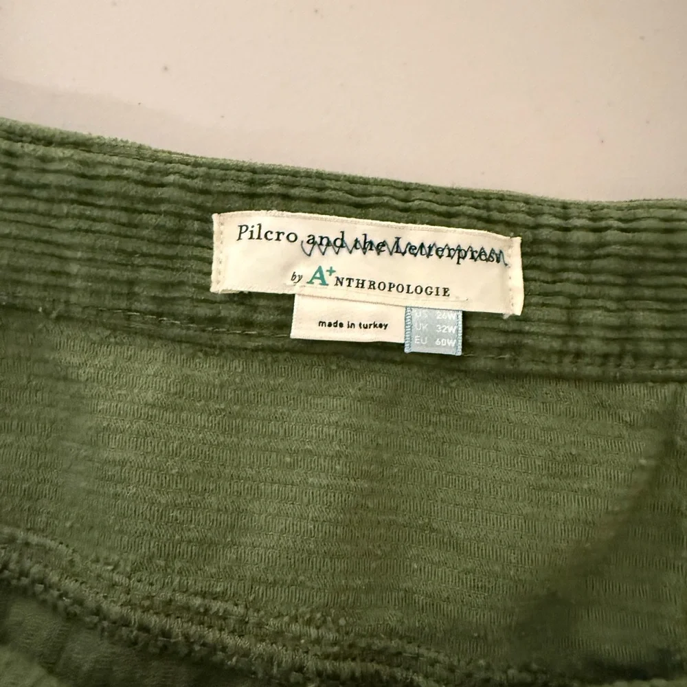 Pilcro Anthropologie Olive Corduroy Button Front Skirt Plus Size 26W - Picture 8 of 10